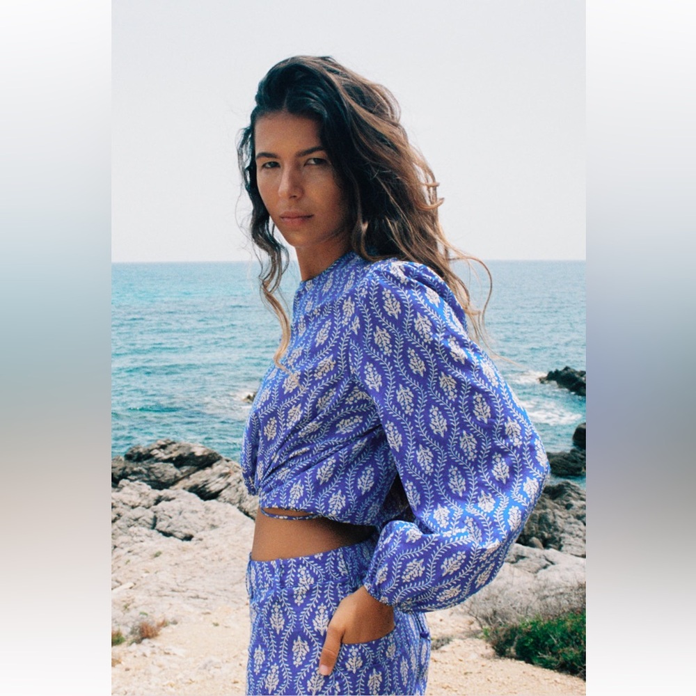 Zara Blue Printed Blouse